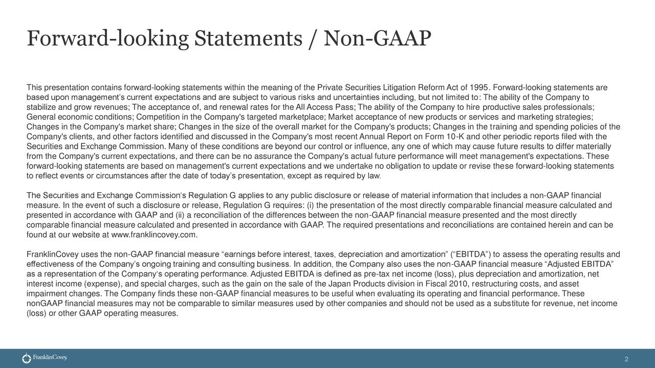 Forward-looking Statements / Non-GAAP