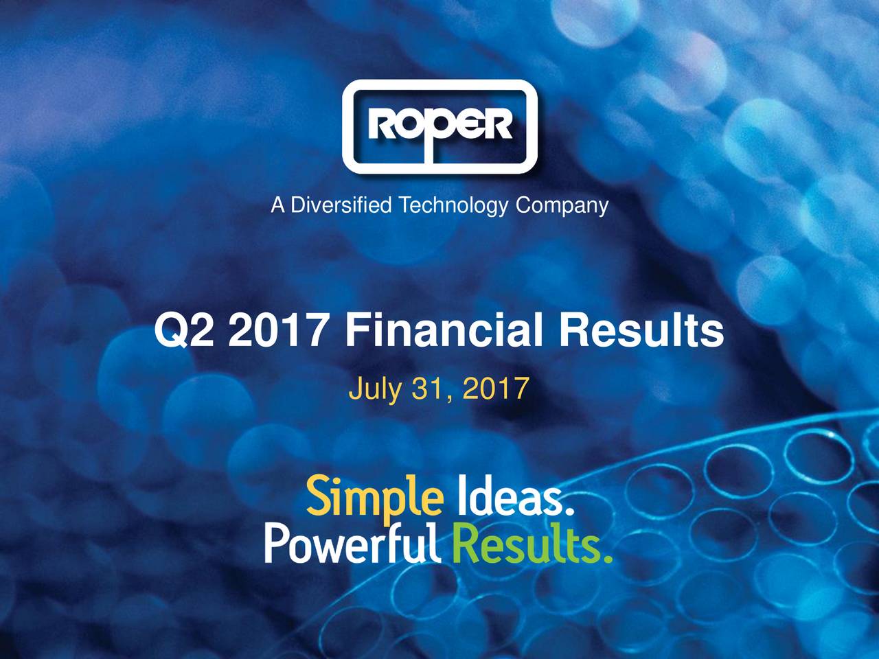 Roper Technologies, Inc. 2017 Q2 Results Earnings Call Slides (NYSE