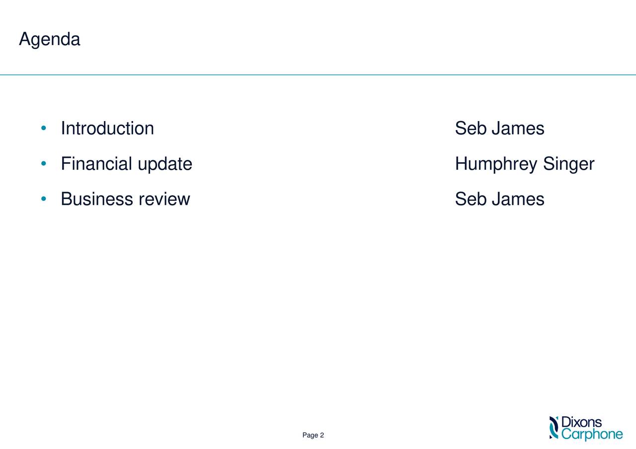 Dixons Carphone Plc ADR 2018 Q1 Results Earnings Call Slides