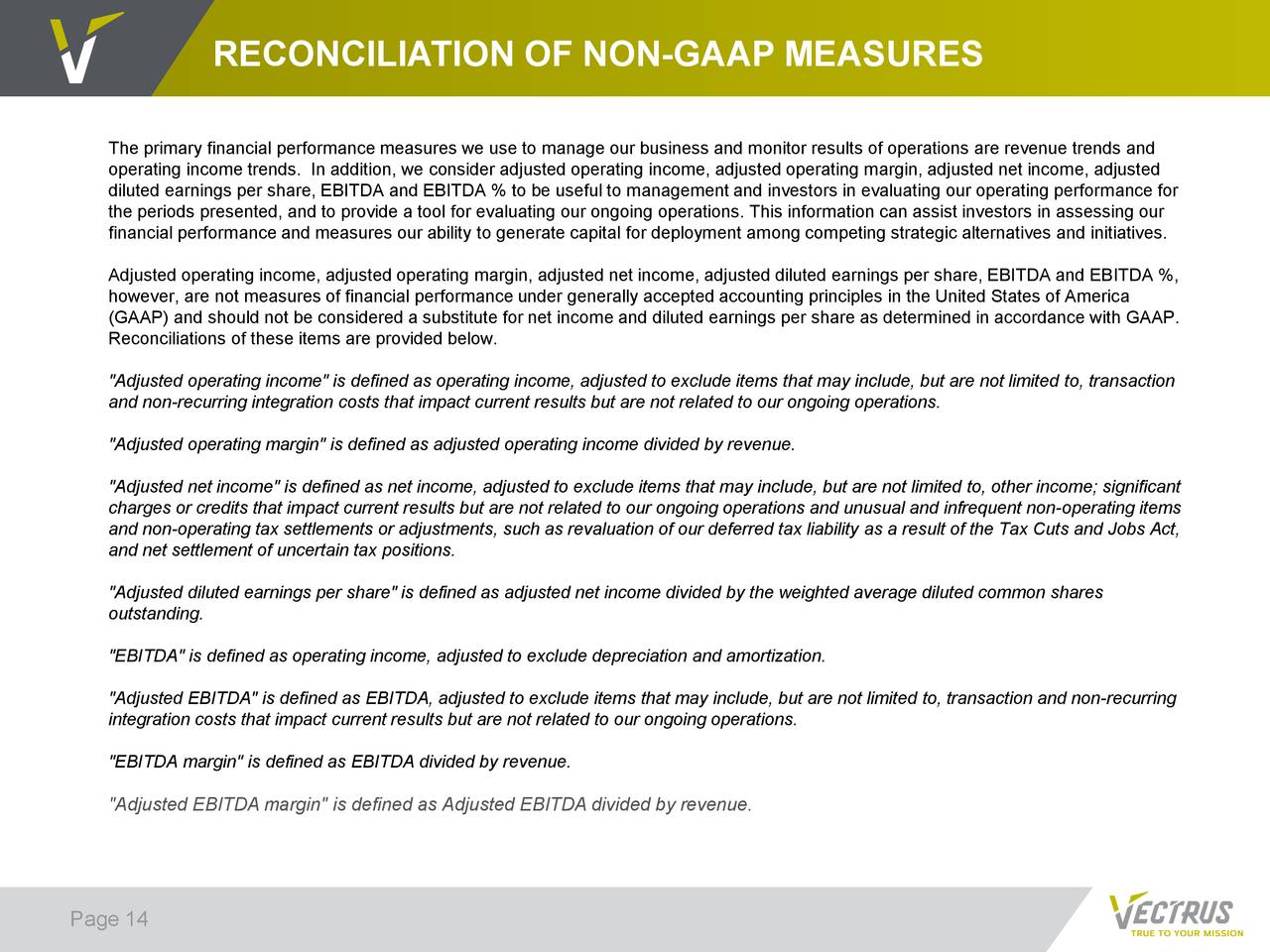 RECONCILIATION OF NON-GAAP MEASURES