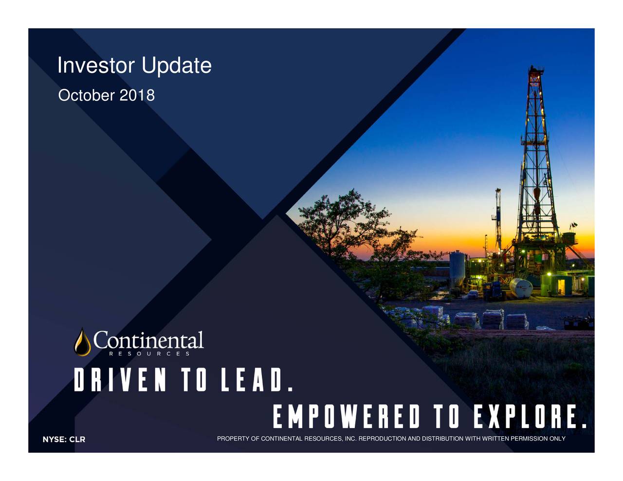 Continental Resources Inc 2018 Q3 Results Earnings Call Slides