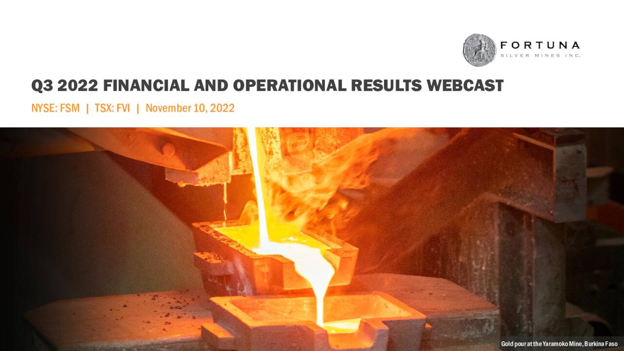 Q3 2022 FINANCIAL AND OPERATIONAL RESULTS WEBCAST