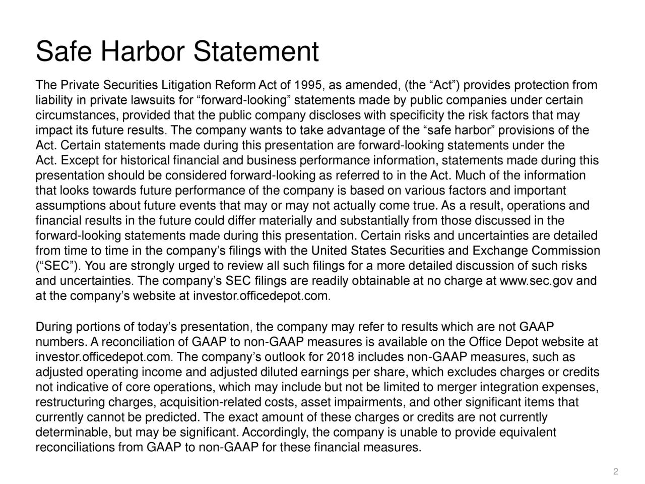 Safe Harbor Statement