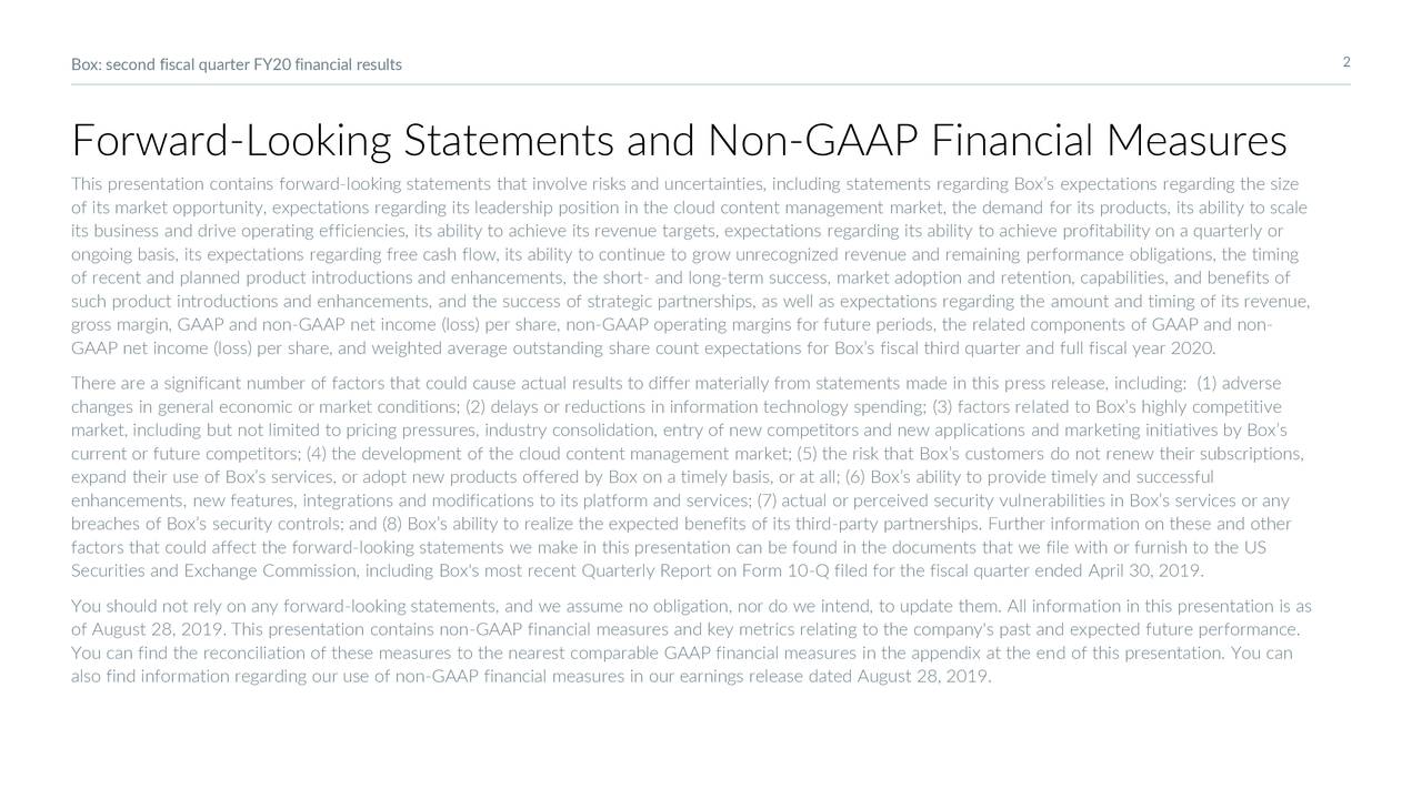 Box, Inc. 2020 Q2 Results Earnings Call Slides (NYSEBOX) Seeking