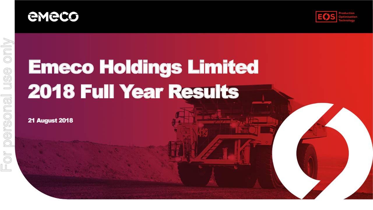 Emeco Holdings, Ltd. 2018 Q4 Results Earnings Call Slides (OTCMKTS