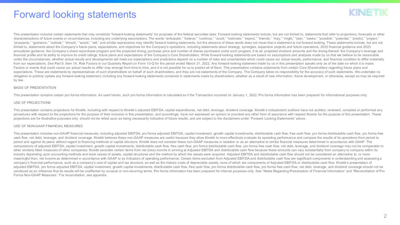 Forward looking statements