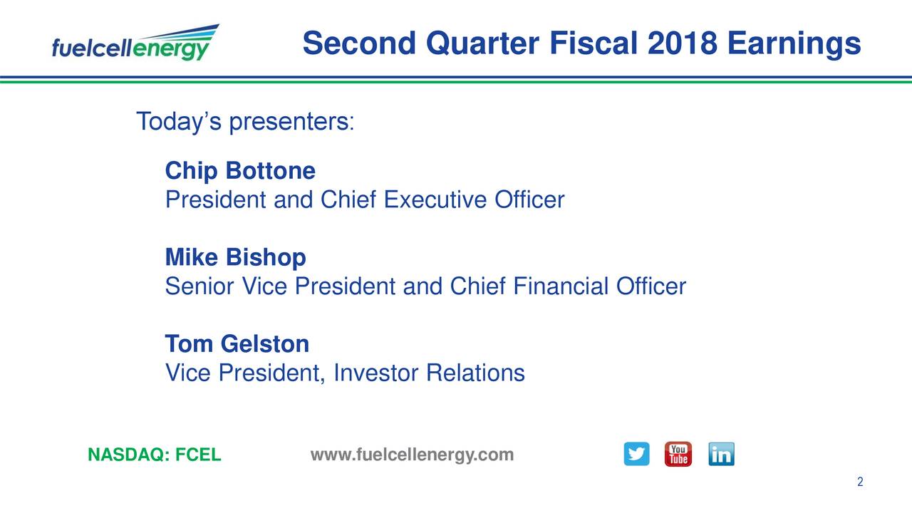 FuelCell Energy, Inc. 2018 Q2 Results Earnings Call Slides (NASDAQFCEL) Seeking Alpha