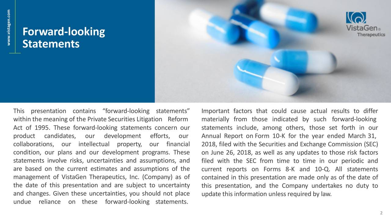 VistaGen Therapeutics (VTGN) Investor Presentation Slideshow (NASDAQ