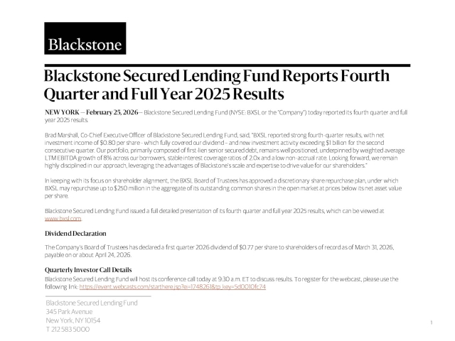 Blackstone Secured Lending Fund. 2025 Q4 - Results - Earnings Call ...