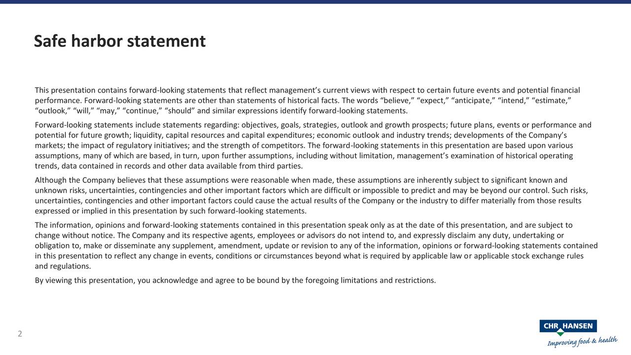 Chr. Hansen Holding A/S 2020 Q3 Results Earnings Call Presentation