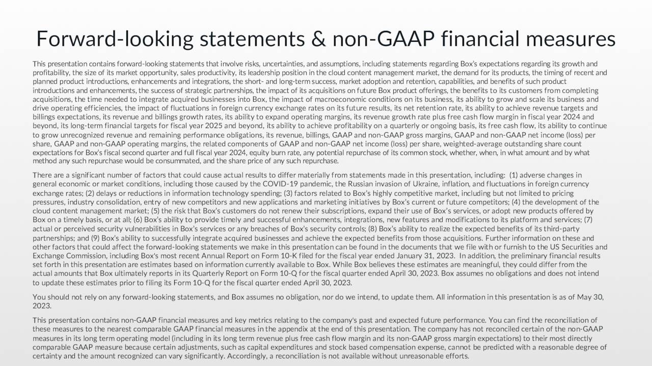 Forward-looking statements & non-GAAP financial measures
