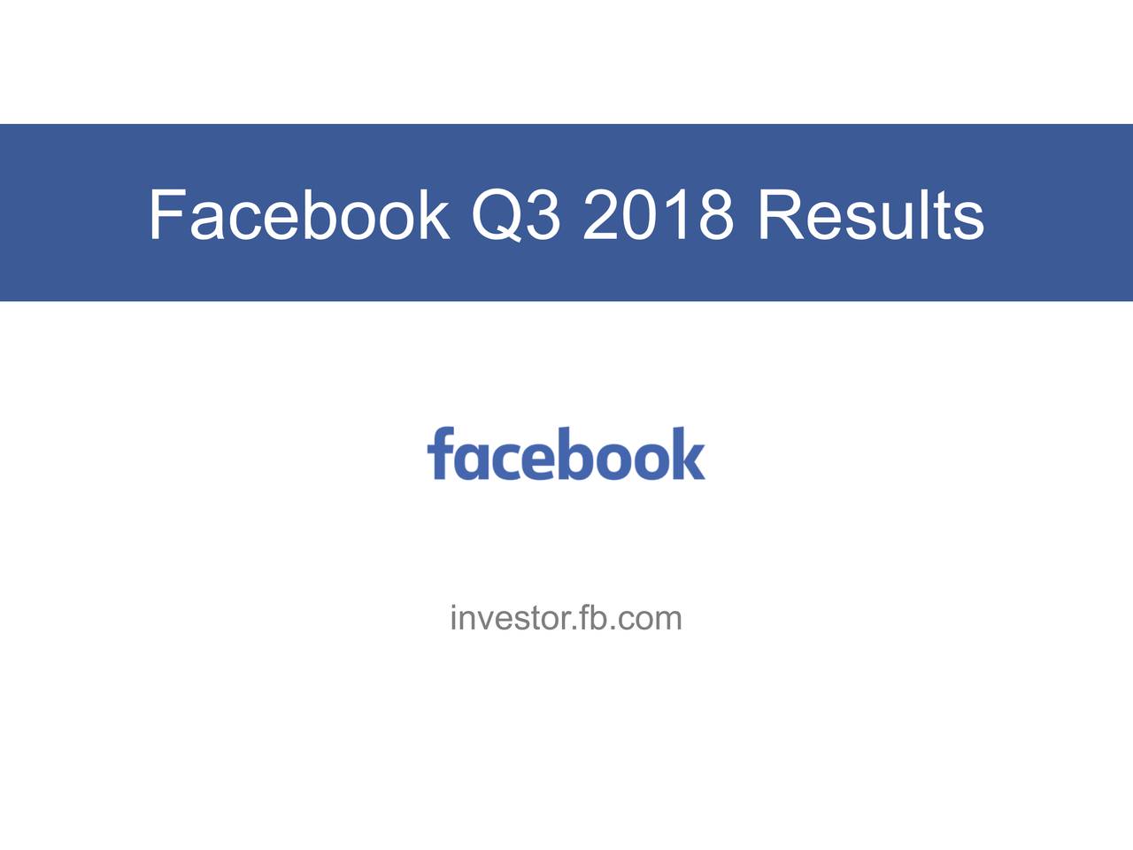 Facebook Q3 2018 Results