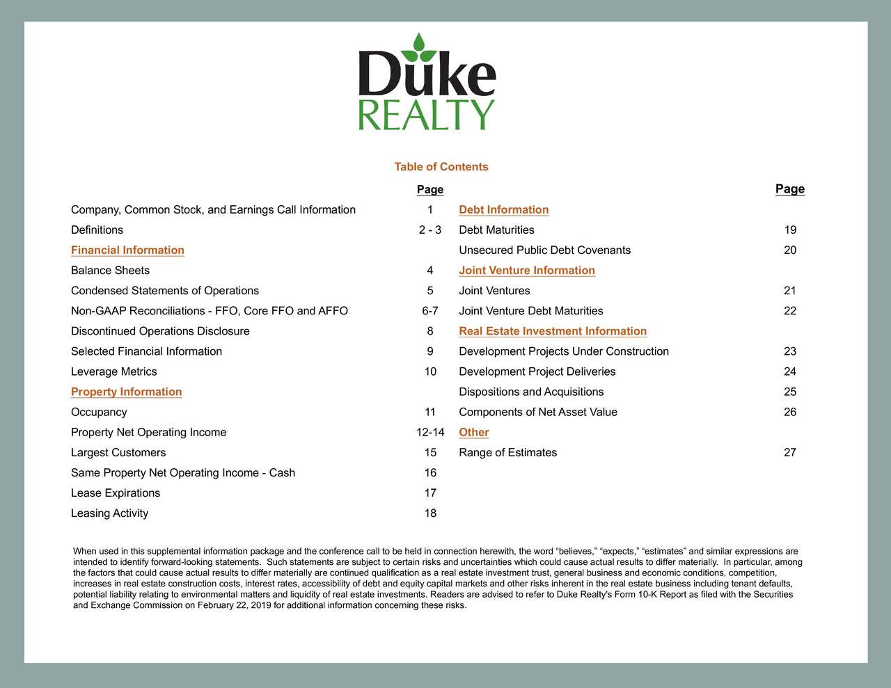 Duke Realty Corporation 2019 Q3 Results Earnings Call Presentation