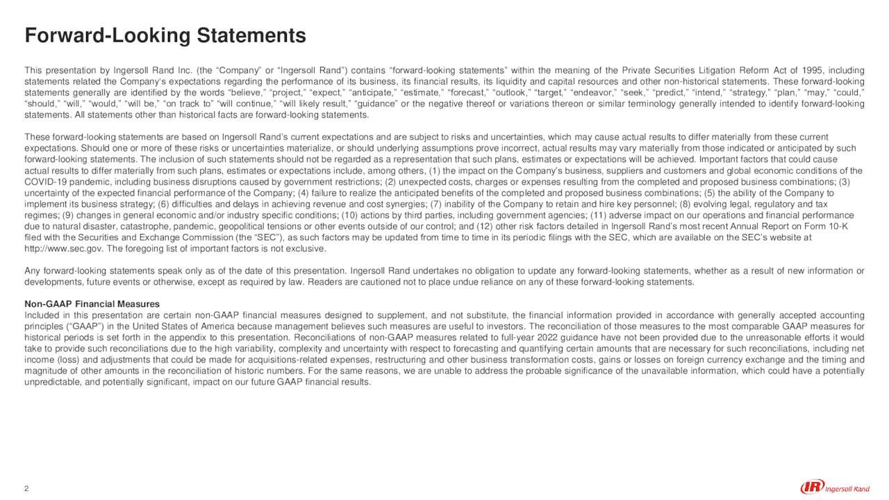 Ingersoll Rand Inc. 2022 Q1 Results Earnings Call Presentation