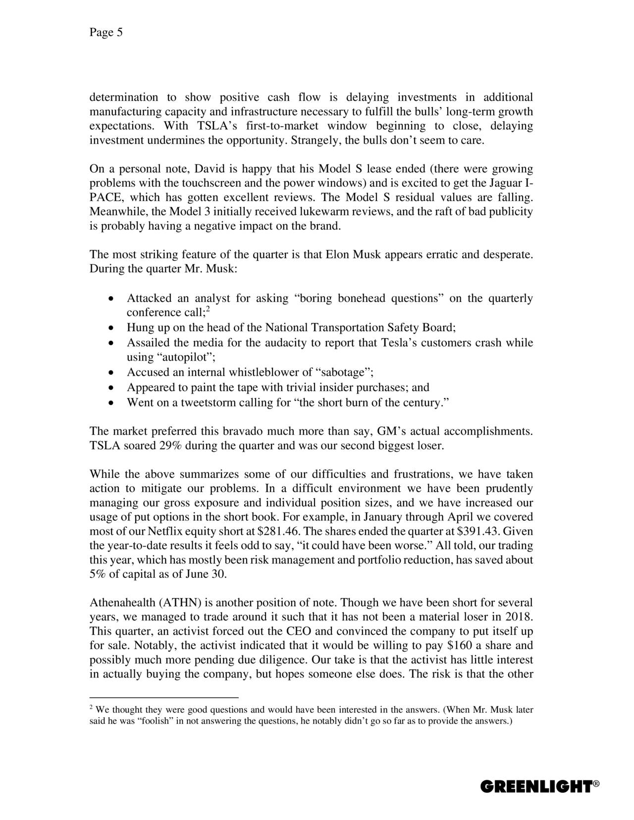 Greenlight Capital s David Einhorn Q2 2018 Letter NASDAQ GLRE 