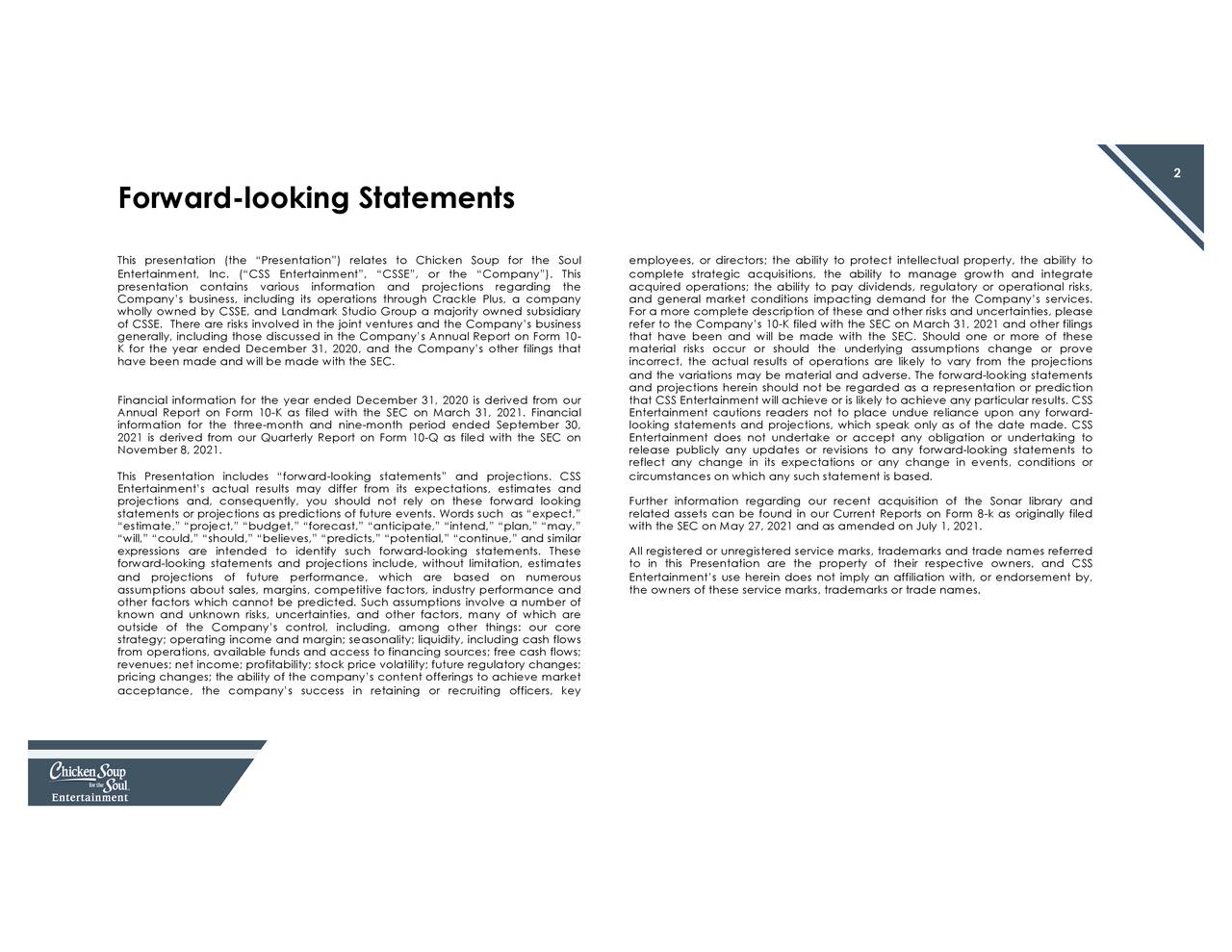 Chicken Soup for the Soul Entertainment (CSSE) Investor Presentation