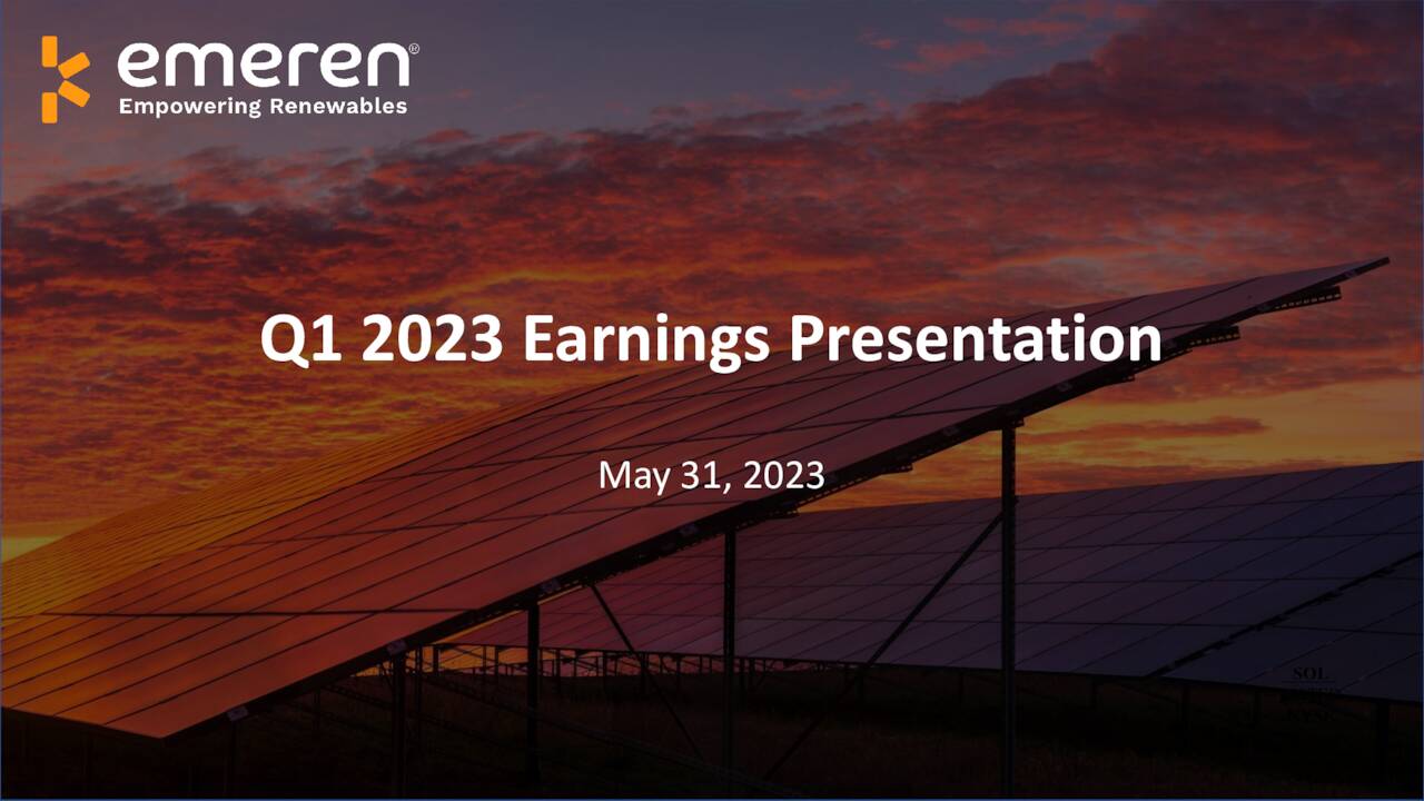 Emeren Group Ltd 2023 Q1 Results Earnings Call Presentation (NYSE