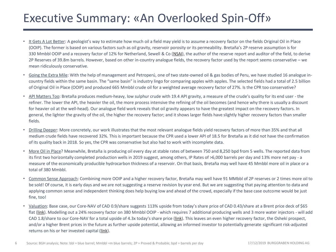 Executive Summary: «An Overlooked Spin-Off»