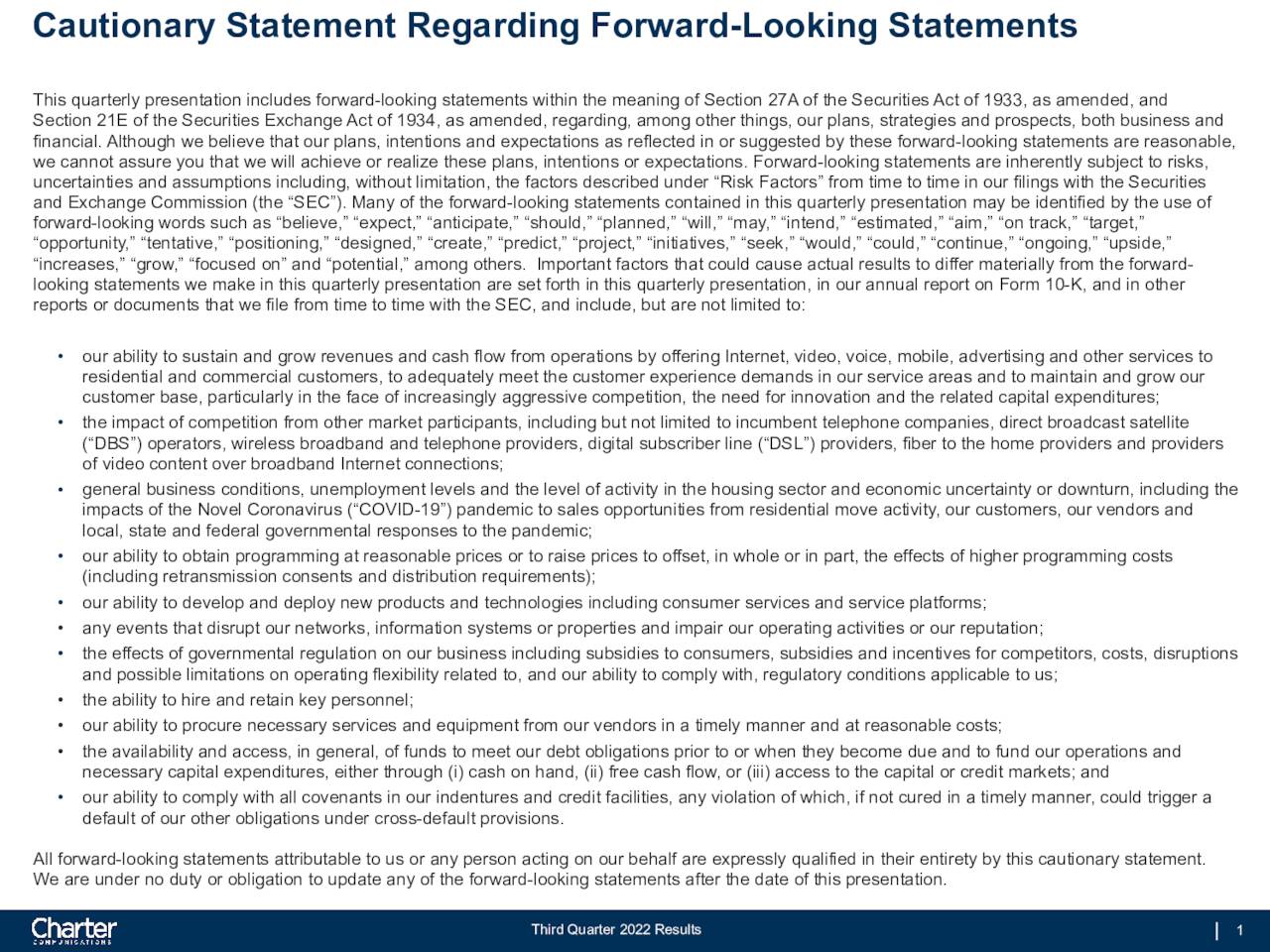 Charter Communications, Inc. 2022 Q3 Results Earnings Call