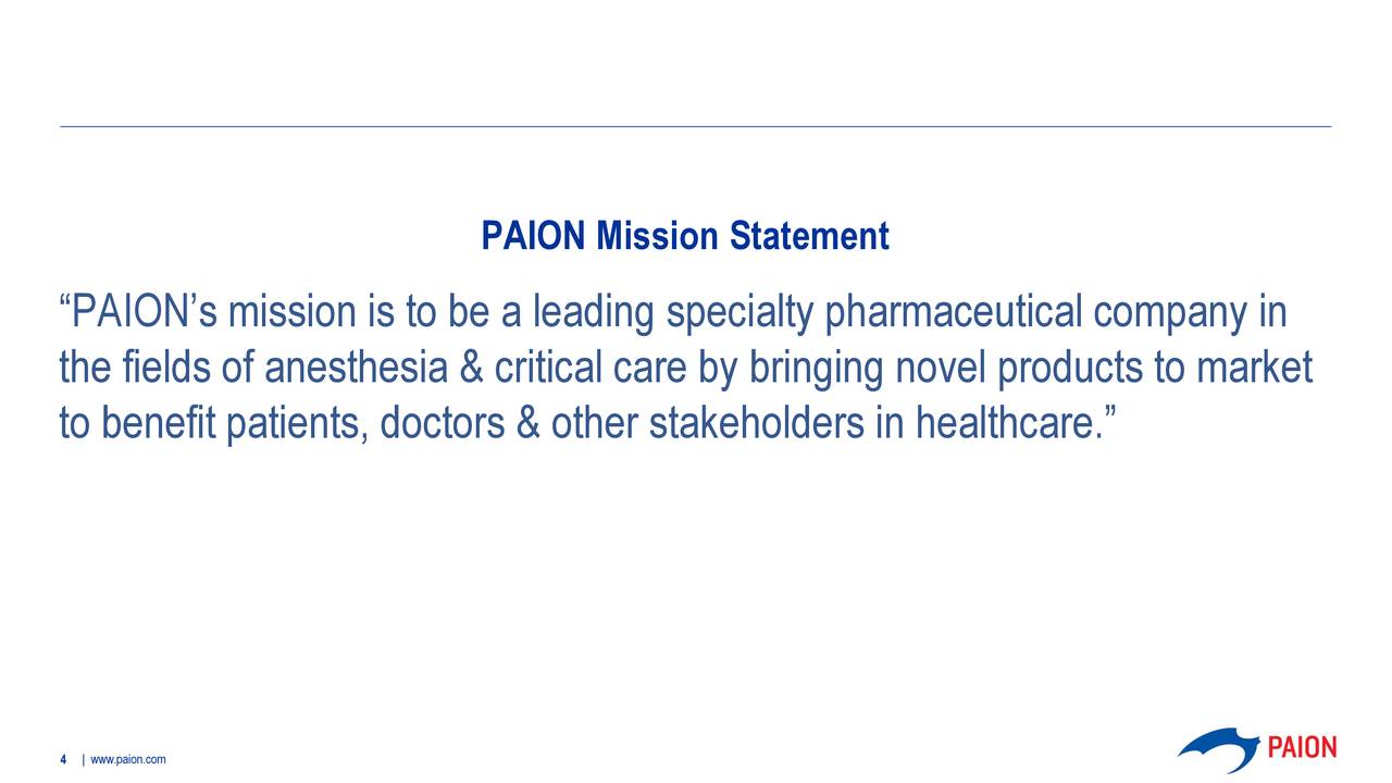 PAION Mission Statement