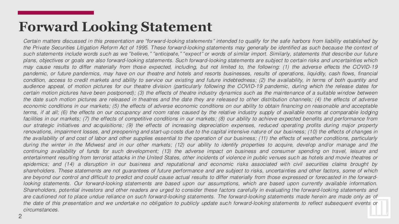 Forward Looking Statement