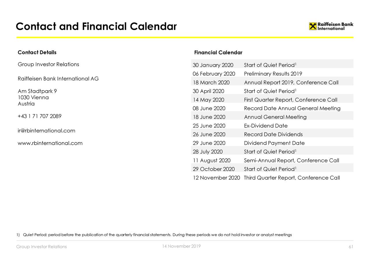 Raiffeisen Bank International Ag 2019 Q3 Results Earnings Call
