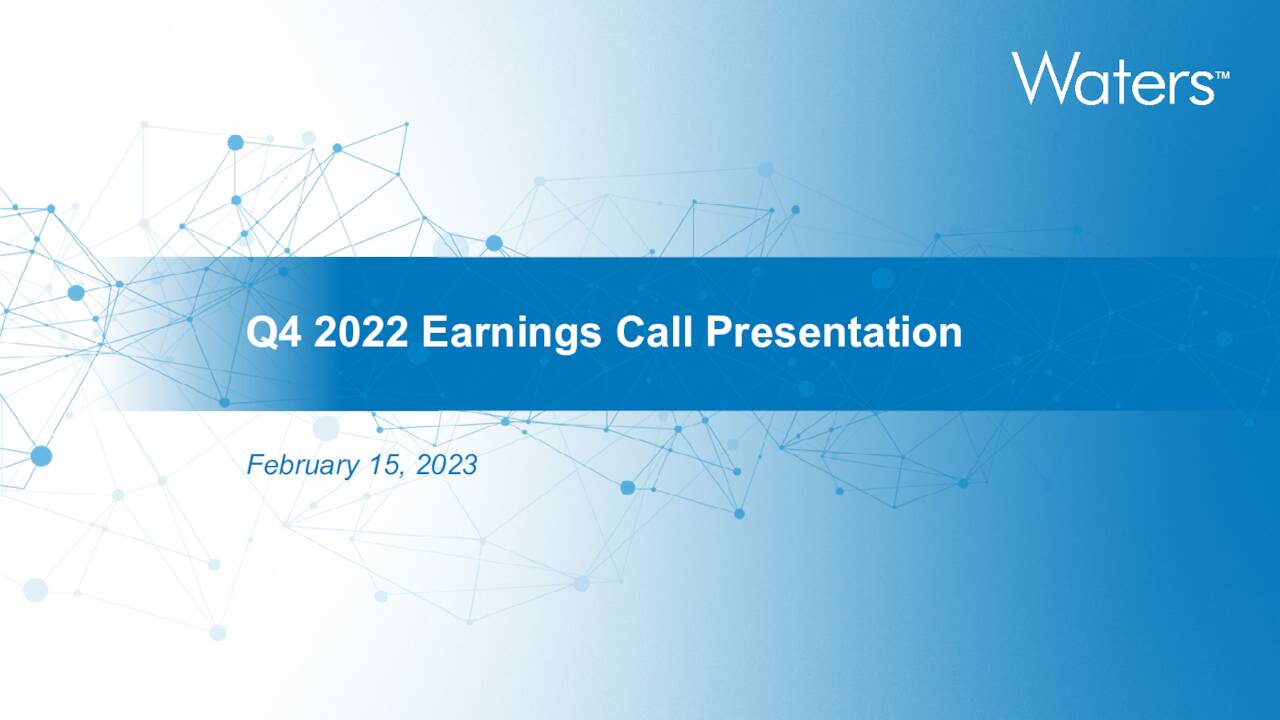 Waters Corporation 2022 Q4 Results Earnings Call Presentation (NYSE