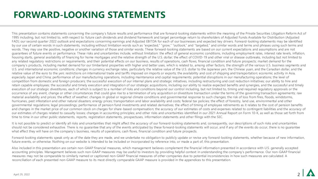 Weyerhaeuser Company 2022 Q1 Results Earnings Call Presentation