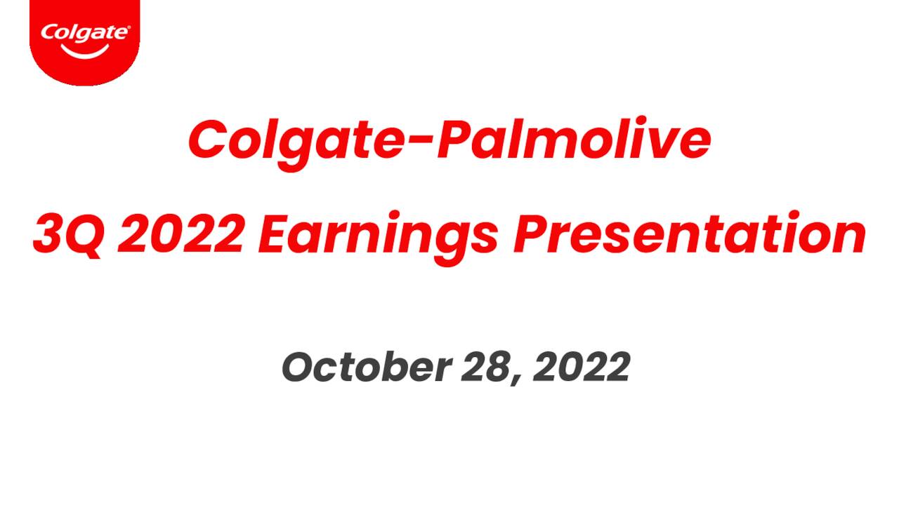 ColgatePalmolive Company 2022 Q3 Results Earnings Call