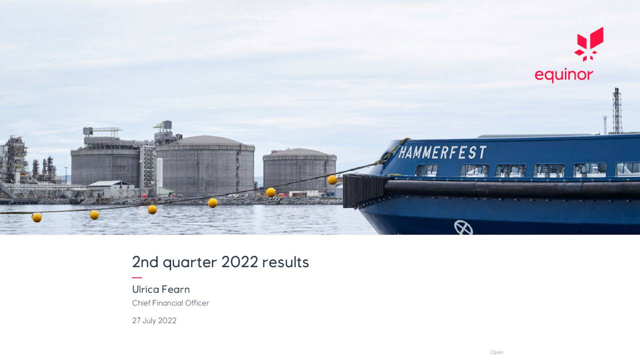 Equinor ASA 2022 Q2 - Results - Earnings Call Presentation (NYSE:EQNR ...