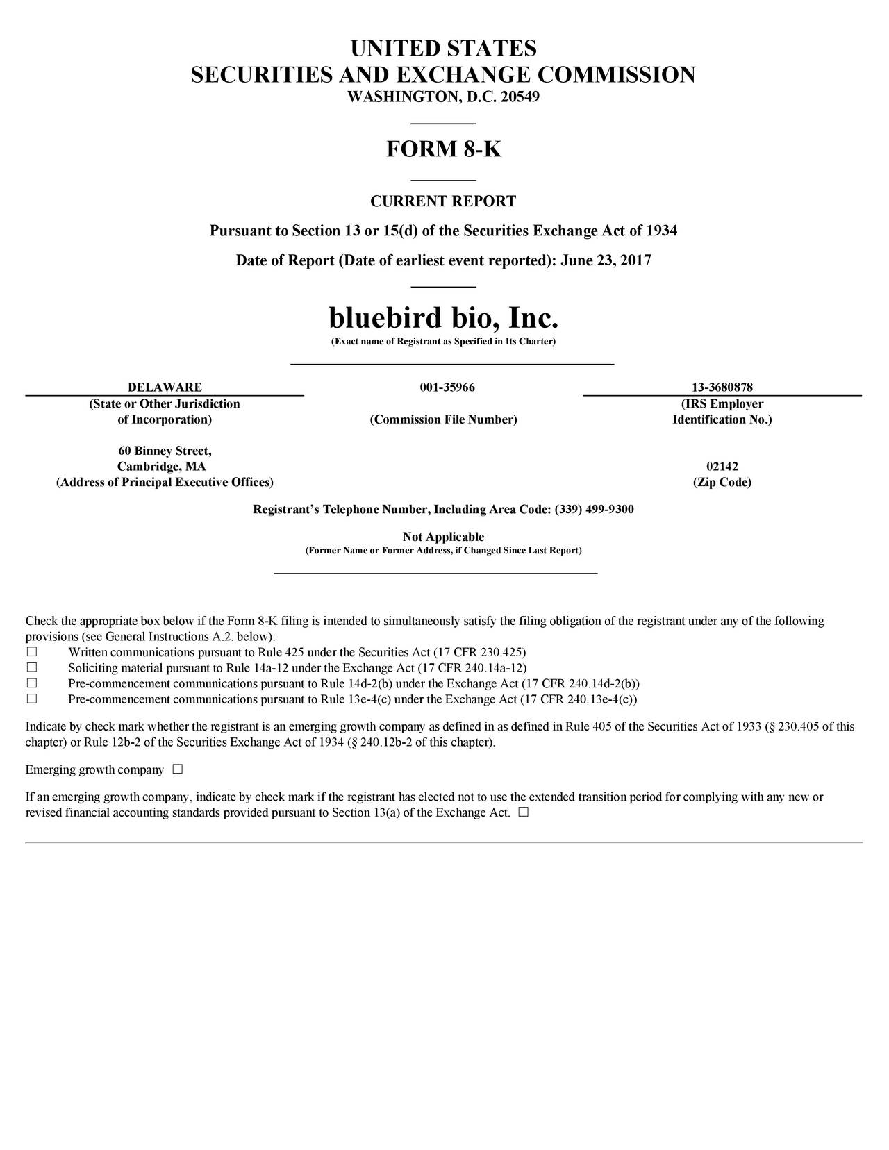 bluebird bio (BLUE) Investor Presentation Slideshow (NASDAQBLUE