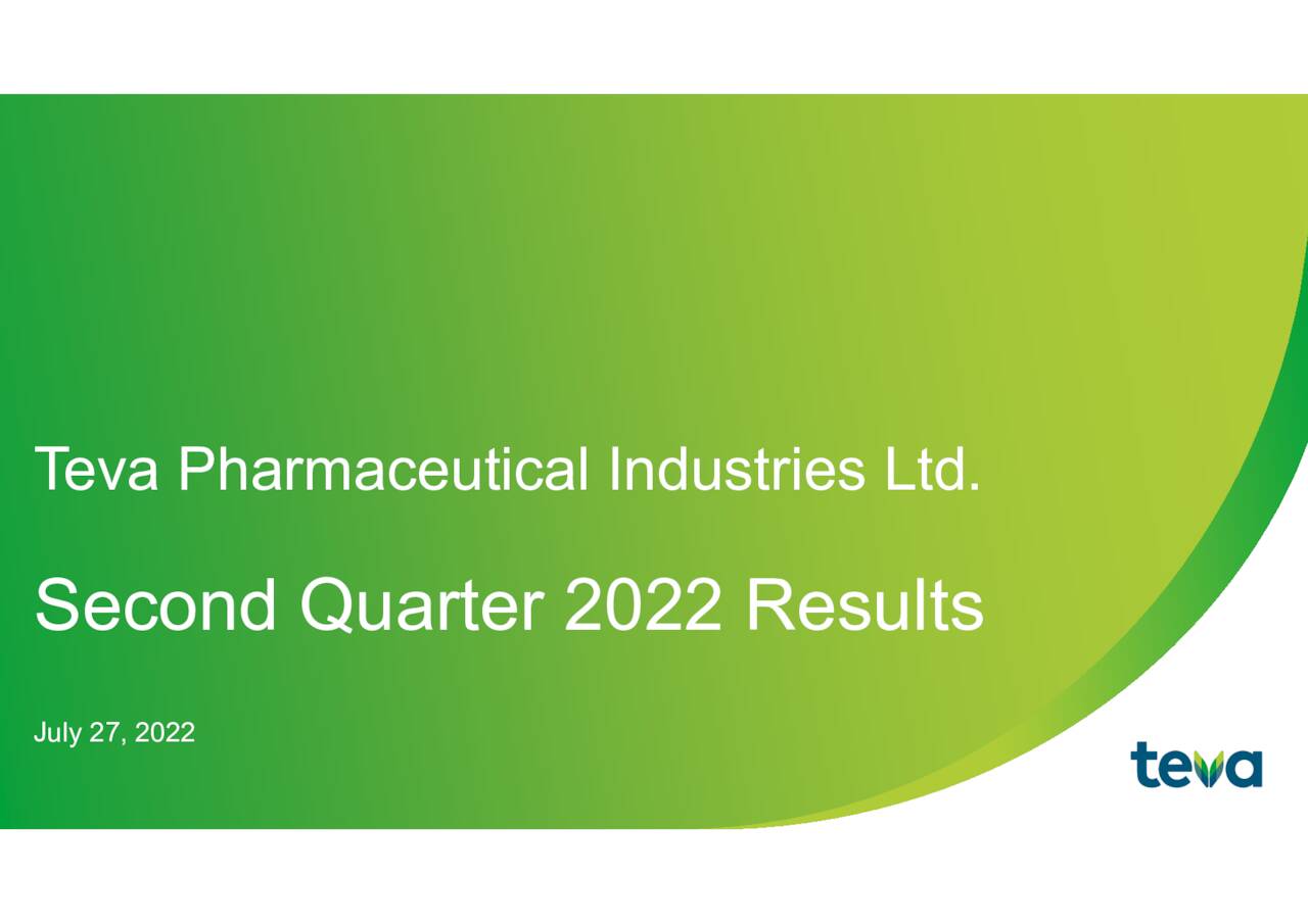Teva Pharmaceutical Industries Limited 2022 - Results - Earnings Call Presentation (NYSE:TEVA) | Seeking Alpha