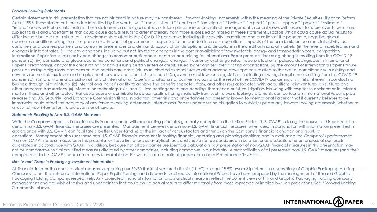 International Paper Company 2020 Q2 Results Earnings Call