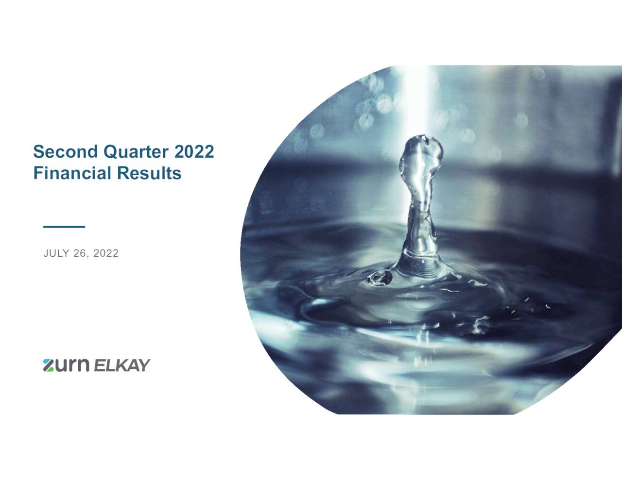 Zurn Elkay Water Solutions Corporation 2022 Q2 Results Earnings