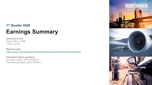Huntsman Corporation 2026 Q1 - Results - Earnings Call Presentation ...
