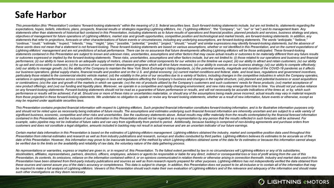 Lightning eMotors, Inc. 2021 Q2 Results Earnings Call Presentation