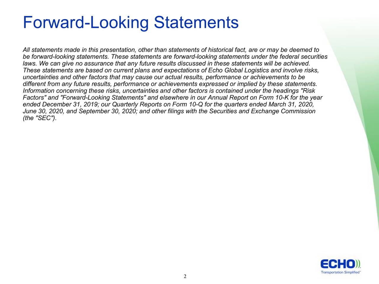 Echo Global Logistics, Inc. 2020 Q4 Results Earnings Call