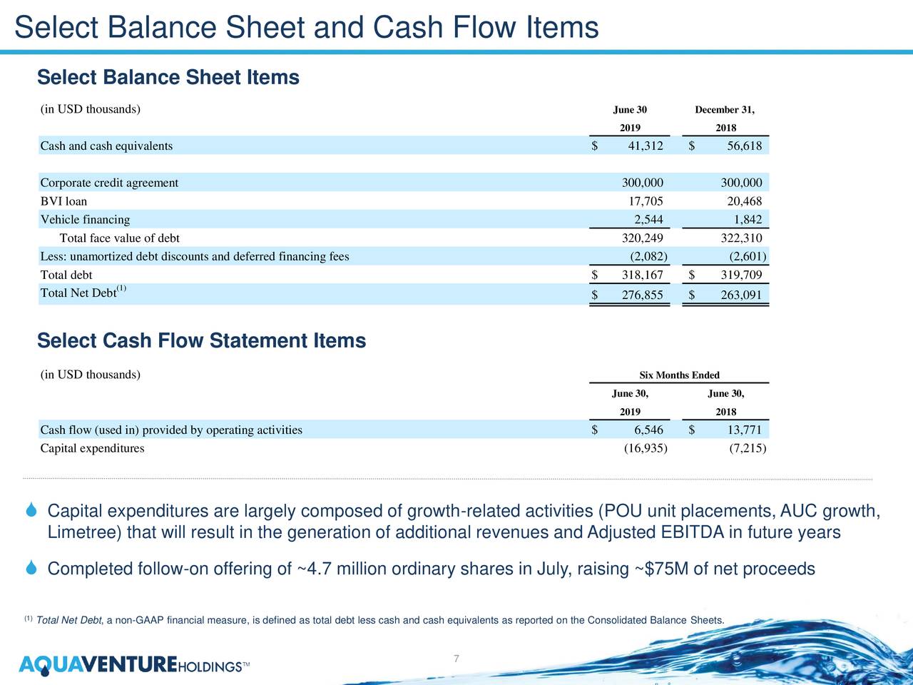 Select Balance Sheet and Cash Flow Items