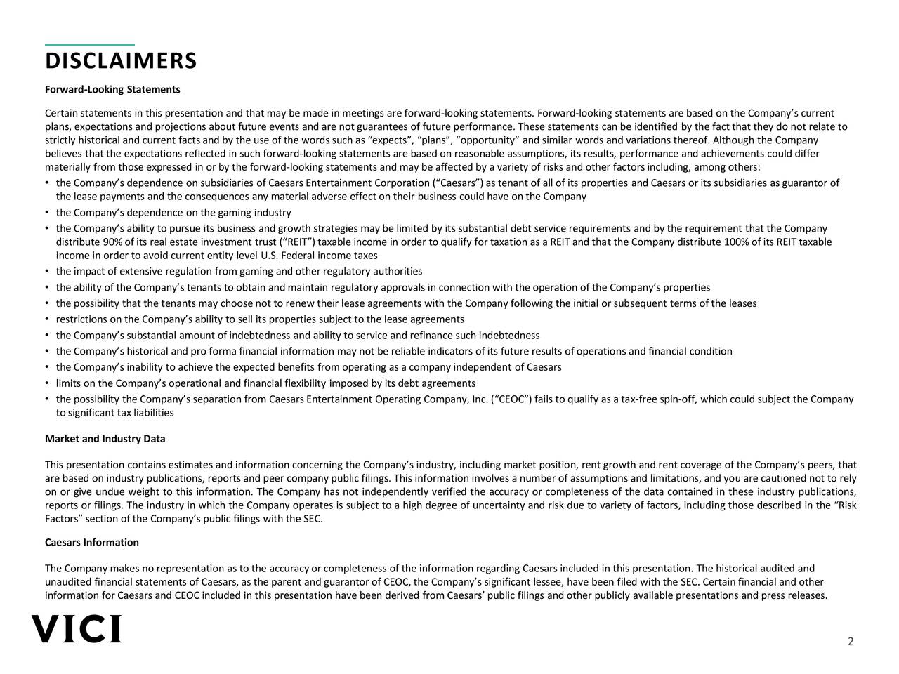 VICI Properties (VICI) Presents At Stifel 2018 Cross Sector Insight