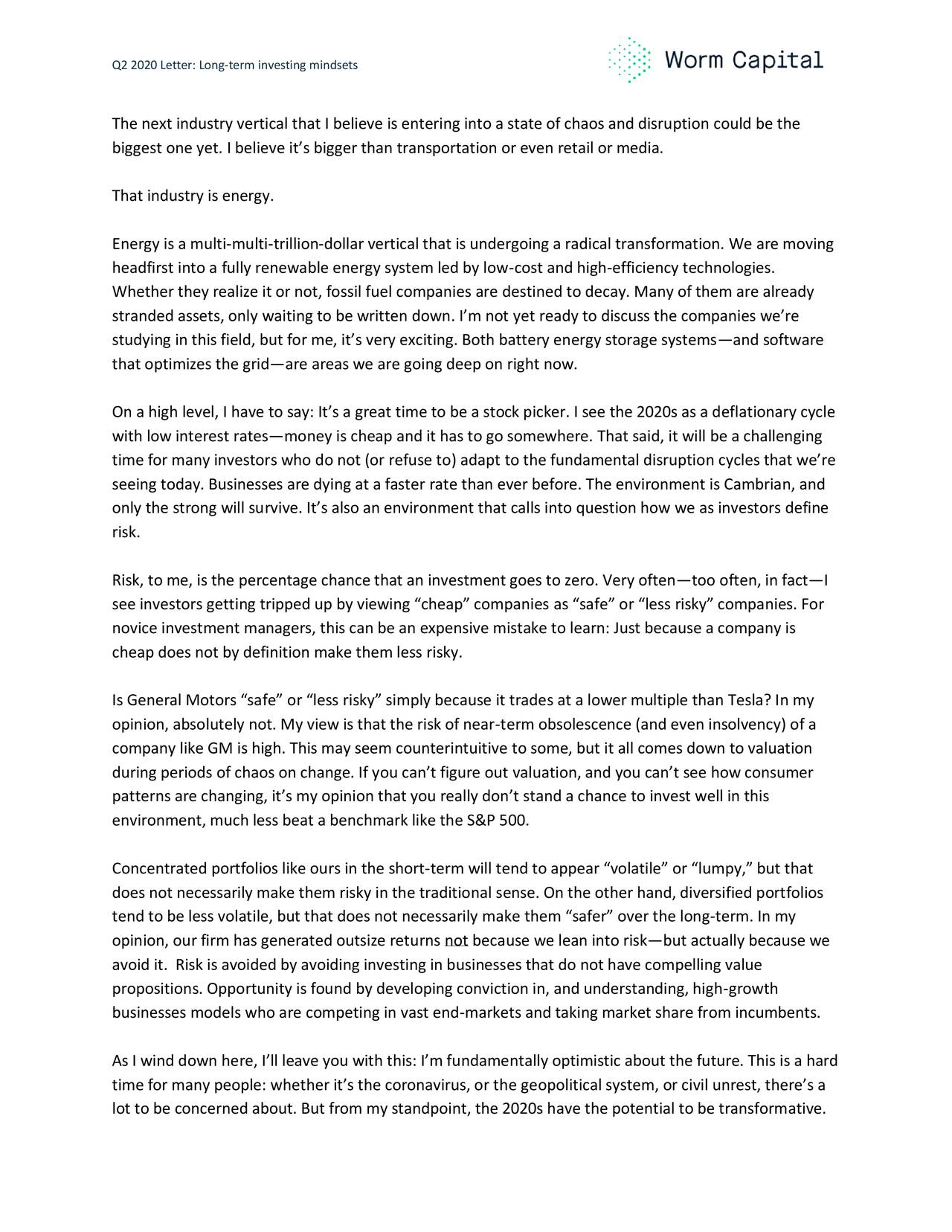 Worm Capital Q2 2020 Investor Letter | Seeking Alpha