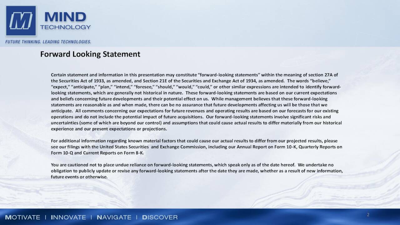 Forward Looking Statement