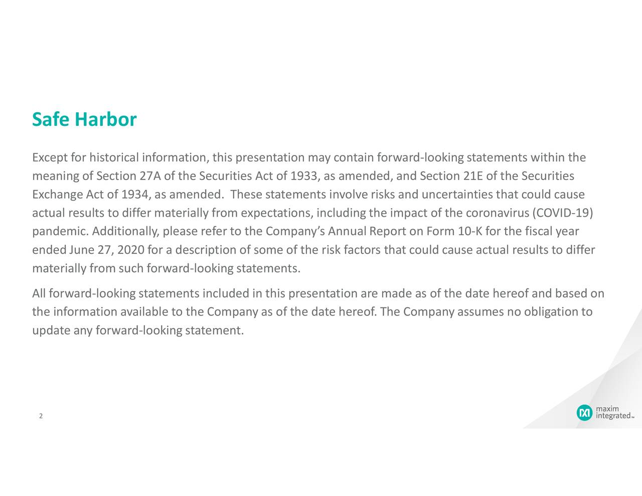 Safe Harbor