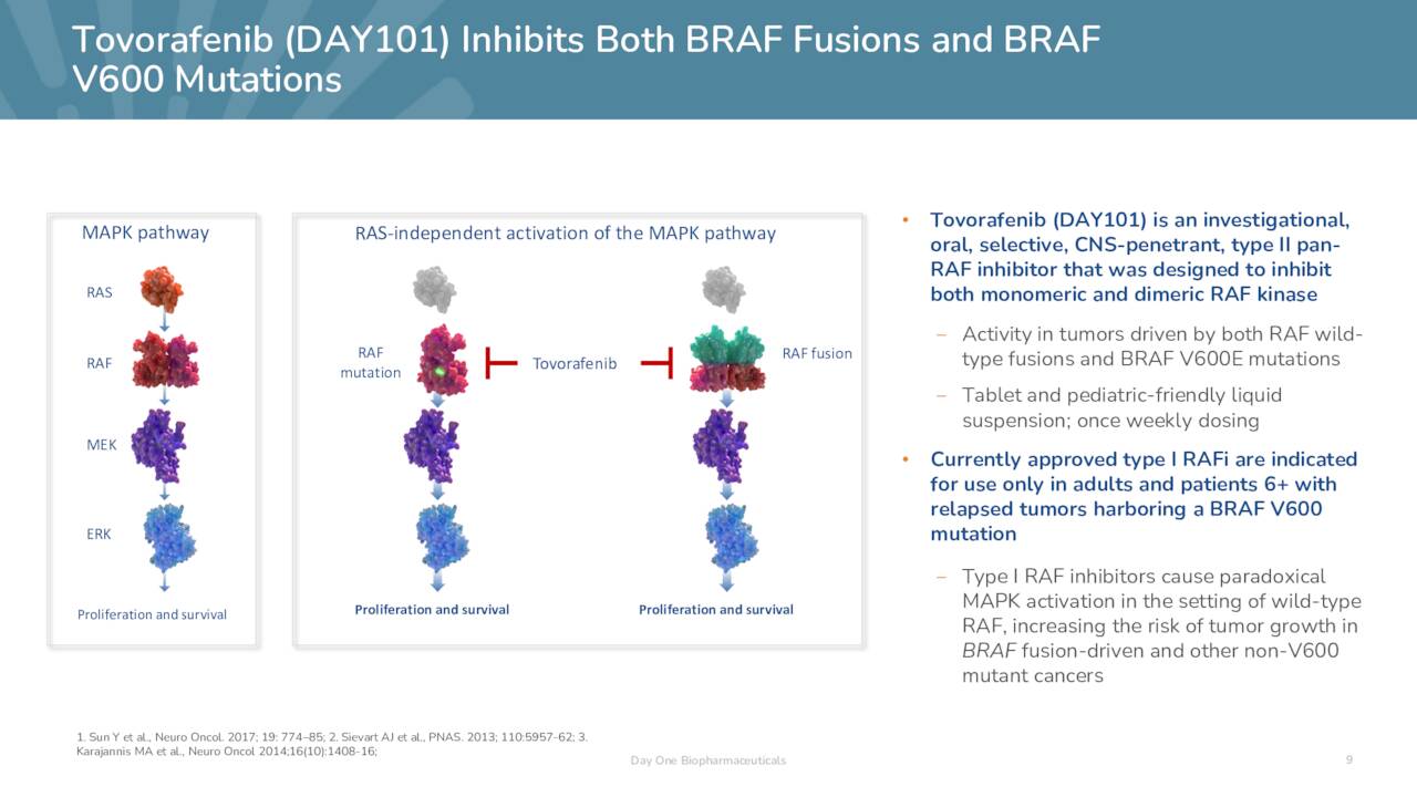 Tovorafenib (DAY101) Inhibits Both BRAF Fusions and BRAF