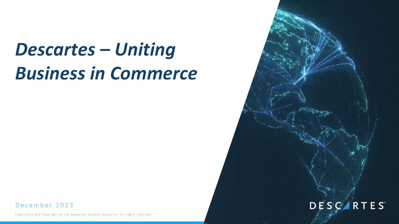 The Descartes Systems Group Inc. 2023 Q3 - Results - Earnings Call