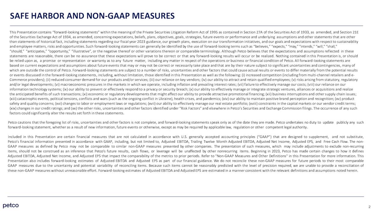SAFE HARBOR AND NON-GAAP MEASURES