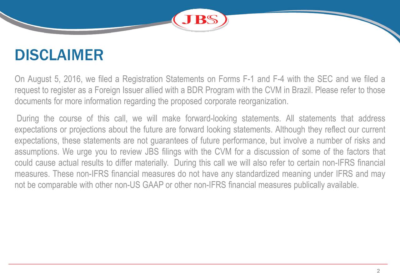 JBS S.A. 2016 Q2 - Results - Earnings Call Slides (OTCMKTS:JBSAF ...