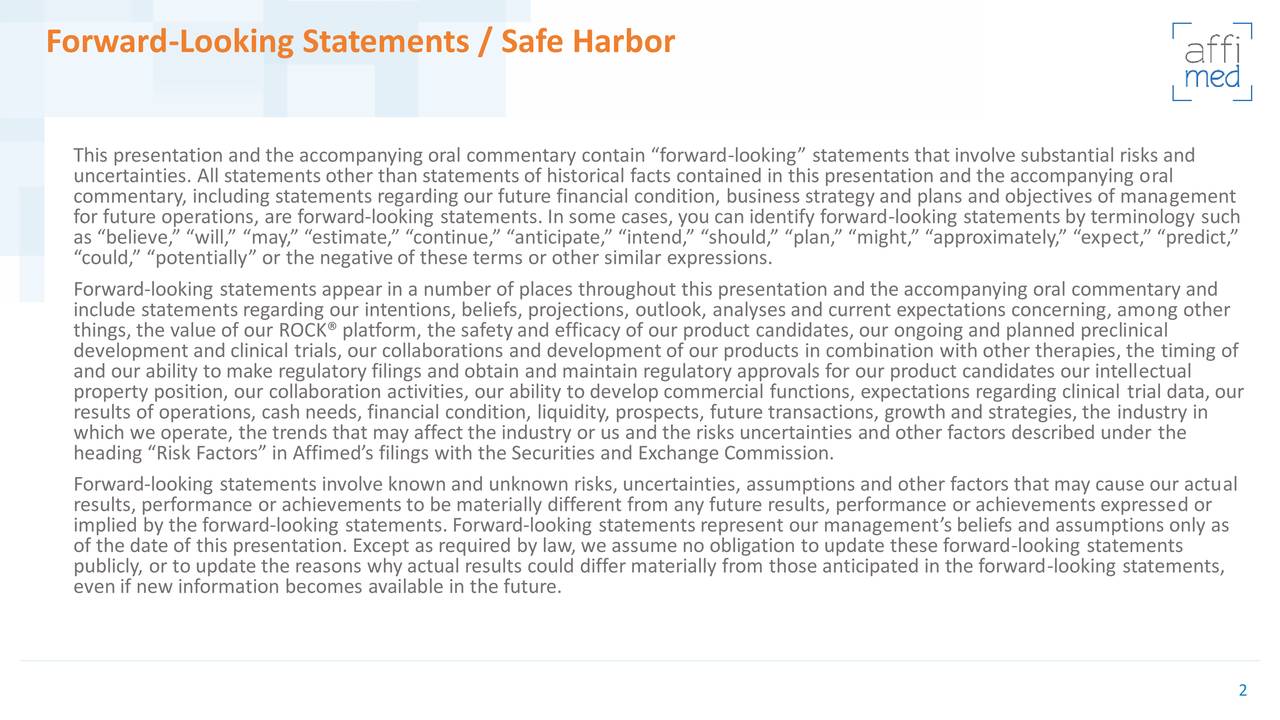 Forward-Looking Statements / Safe Harbor