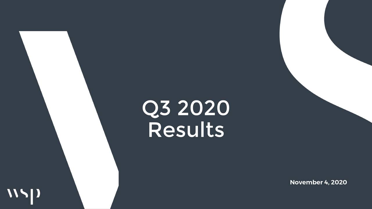 WSP Global Inc. 2020 Q3 Results Earnings Call Presentation (OTCMKTS
