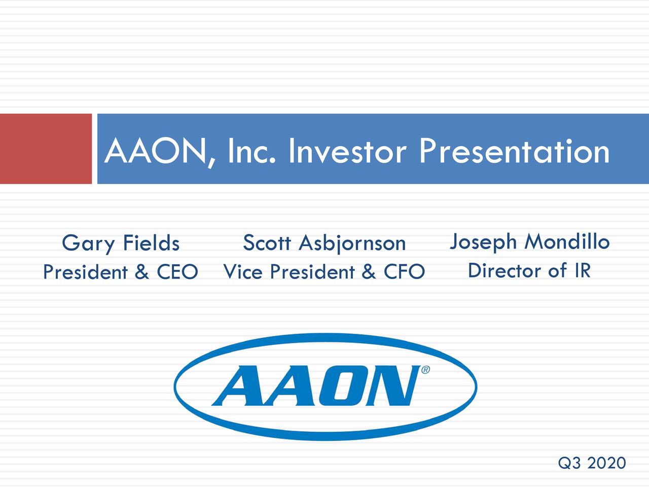 AAON (AAON) Investor Presentation Slideshow (NASDAQAAON) Seeking Alpha