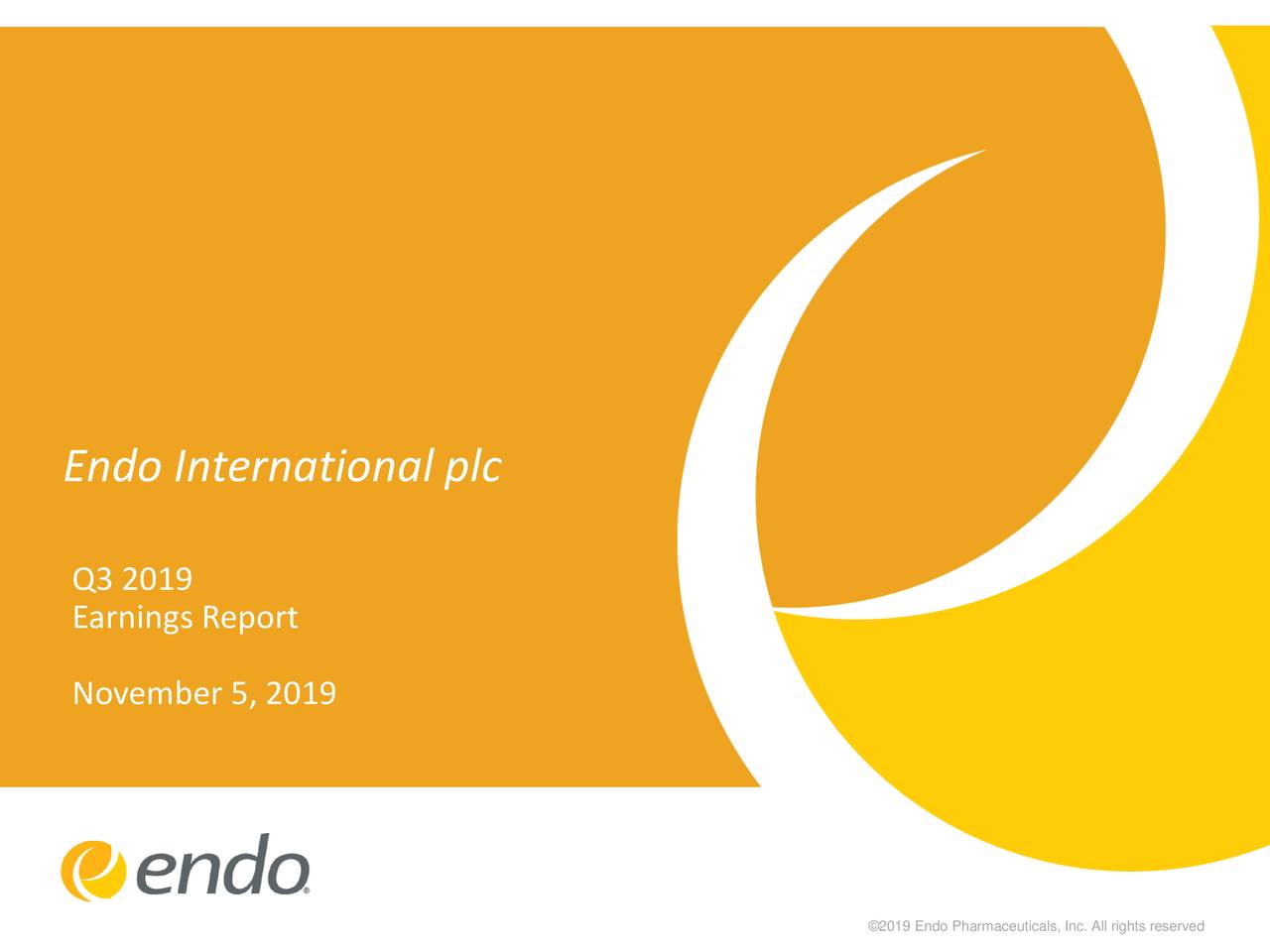 Endo International plc 2019 Q3 Results Earnings Call Presentation (OTCMKTSENDPQ) Seeking